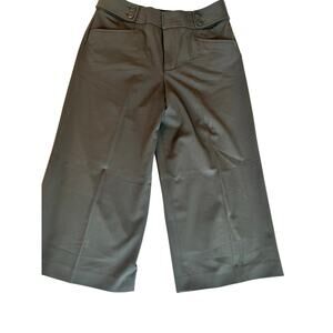 Nine West cropped wide leg capri pant size 2 chocolate brown pockets VTG Y2K